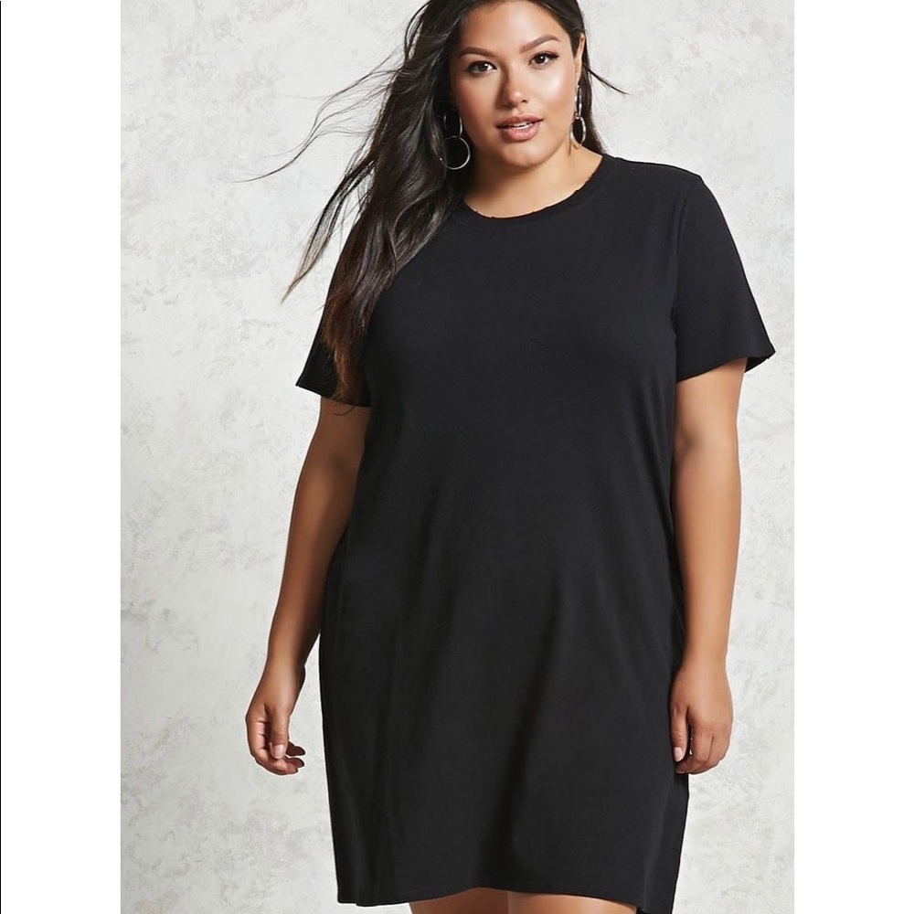 Forever 21+ black distressed t shirt dress